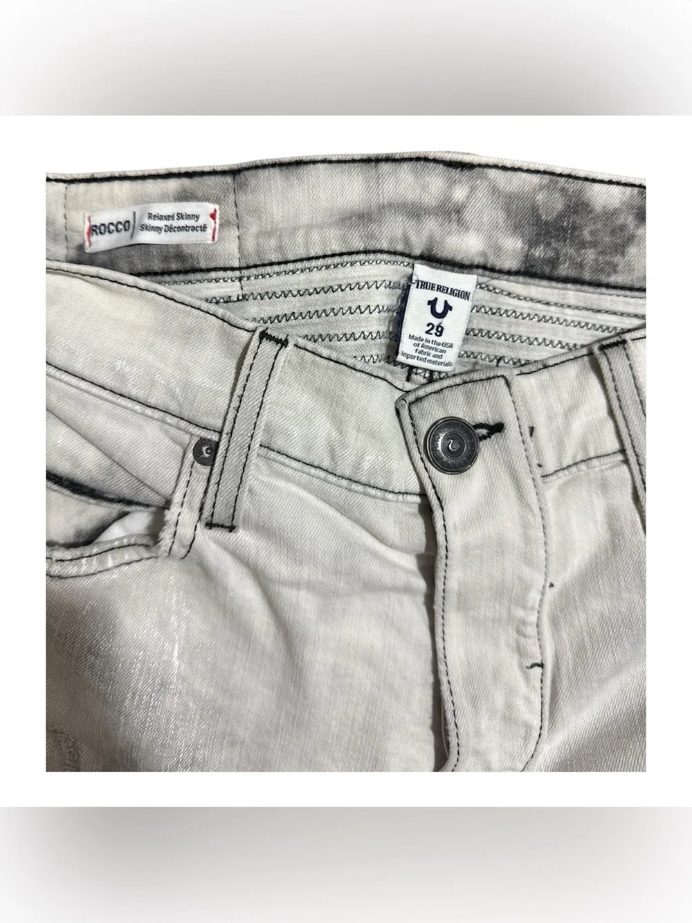 True Religion Men’s Rocco Relaxed Skinny Distressed Jeans Sz 29